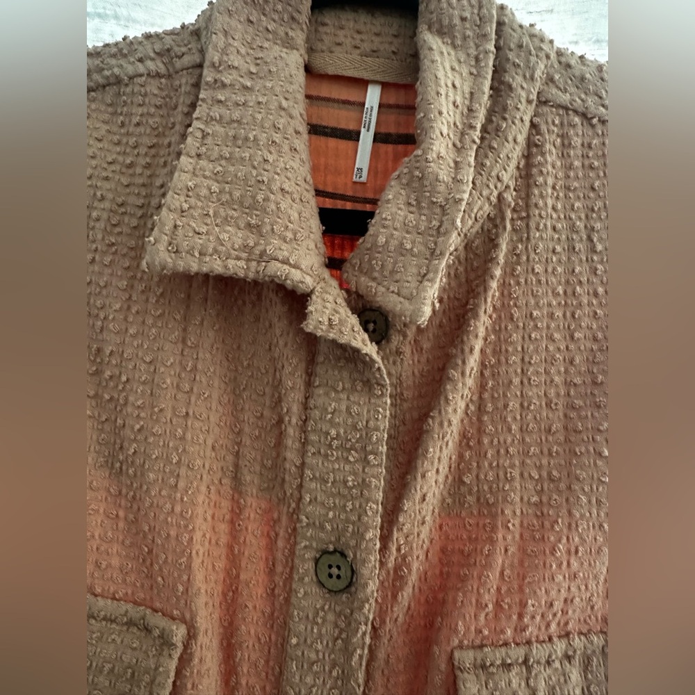 Free People pale pink peach textured “ruby” jacket - XS NWOT - Picture 3 of 3